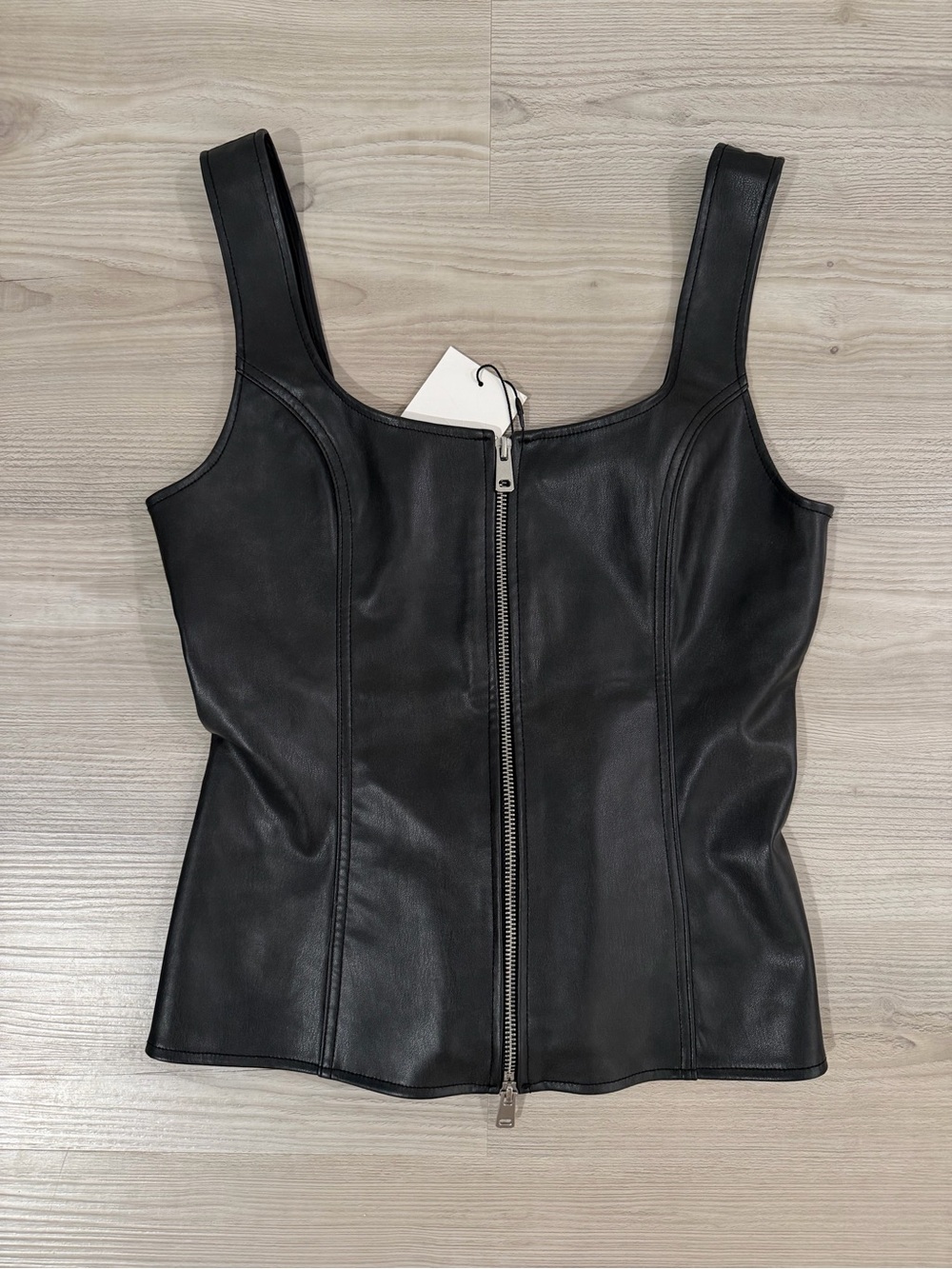 Zara Faux Leather Zippered Top